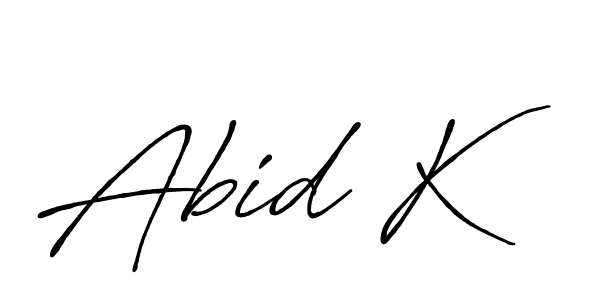 How to make Abid K name signature. Use Antro_Vectra_Bolder style for creating short signs online. This is the latest handwritten sign. Abid K signature style 7 images and pictures png