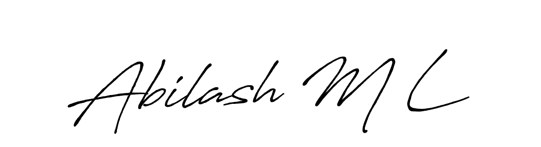 How to make Abilash M L signature? Antro_Vectra_Bolder is a professional autograph style. Create handwritten signature for Abilash M L name. Abilash M L signature style 7 images and pictures png