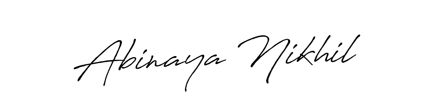 Make a beautiful signature design for name Abinaya Nikhil. With this signature (Antro_Vectra_Bolder) style, you can create a handwritten signature for free. Abinaya Nikhil signature style 7 images and pictures png