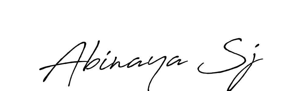 Use a signature maker to create a handwritten signature online. With this signature software, you can design (Antro_Vectra_Bolder) your own signature for name Abinaya Sj. Abinaya Sj signature style 7 images and pictures png