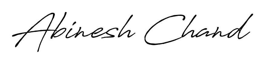 Transform the name Abinesh Chand into a signature masterpiece using Antro_Vectra_Bolder font. Ideal for photographers, artists, and creators looking for watermarks. Abinesh Chand signature style 7 images and pictures png
