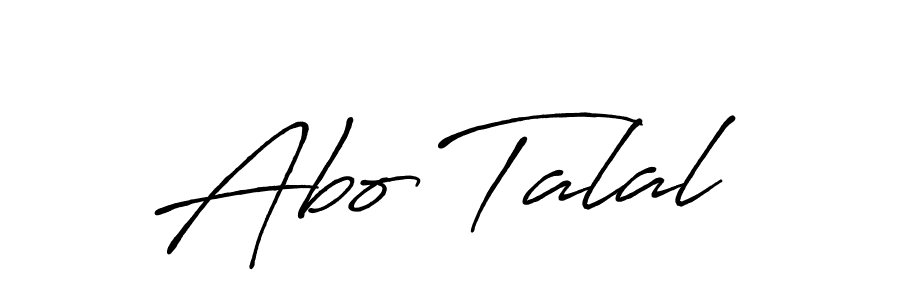 Use a signature maker to create a handwritten signature online. With this signature software, you can design (Antro_Vectra_Bolder) your own signature for name Abo Talal. Abo Talal signature style 7 images and pictures png