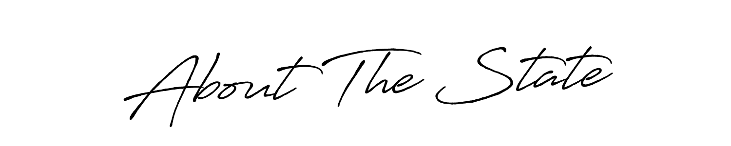 Design your own signature with our free online signature maker. With this signature software, you can create a handwritten (Antro_Vectra_Bolder) signature for name About The State. About The State signature style 7 images and pictures png