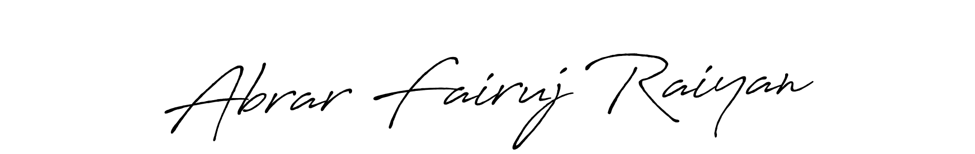 The best way (Antro_Vectra_Bolder) to make a short signature is to pick only two or three words in your name. The name Abrar Fairuj Raiyan include a total of six letters. For converting this name. Abrar Fairuj Raiyan signature style 7 images and pictures png