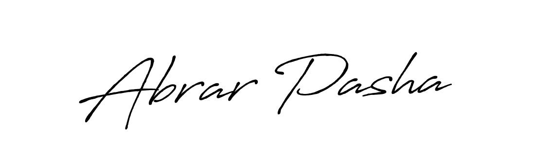 Create a beautiful signature design for name Abrar Pasha. With this signature (Antro_Vectra_Bolder) fonts, you can make a handwritten signature for free. Abrar Pasha signature style 7 images and pictures png