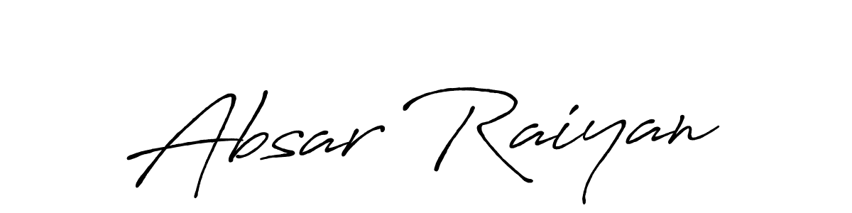 You can use this online signature creator to create a handwritten signature for the name Absar Raiyan. This is the best online autograph maker. Absar Raiyan signature style 7 images and pictures png