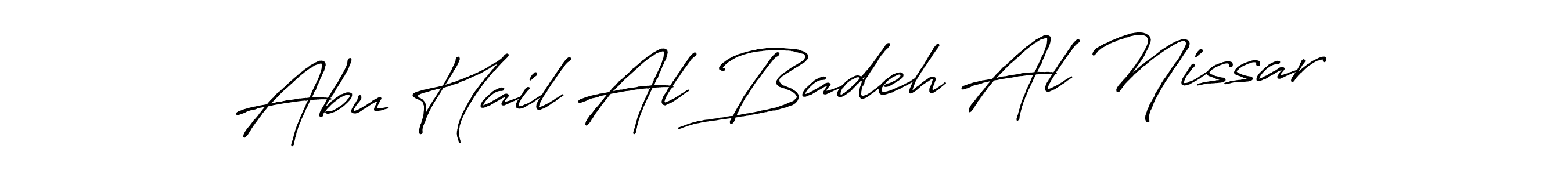 Make a beautiful signature design for name Abu Hail Al Badeh Al Nissar. With this signature (Antro_Vectra_Bolder) style, you can create a handwritten signature for free. Abu Hail Al Badeh Al Nissar signature style 7 images and pictures png