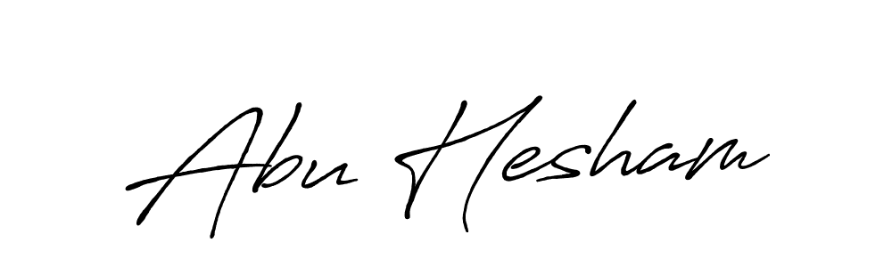 How to make Abu Hesham name signature. Use Antro_Vectra_Bolder style for creating short signs online. This is the latest handwritten sign. Abu Hesham signature style 7 images and pictures png