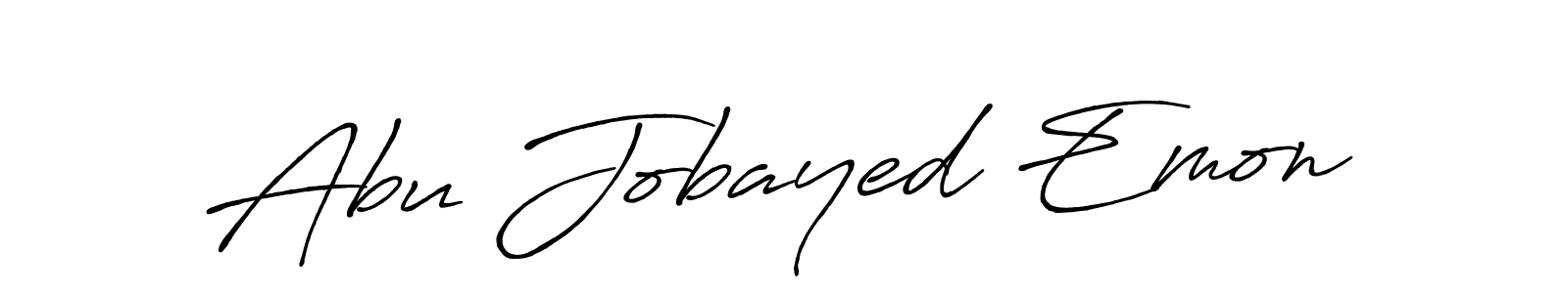Antro_Vectra_Bolder is a professional signature style that is perfect for those who want to add a touch of class to their signature. It is also a great choice for those who want to make their signature more unique. Get Abu Jobayed Emon name to fancy signature for free. Abu Jobayed Emon signature style 7 images and pictures png