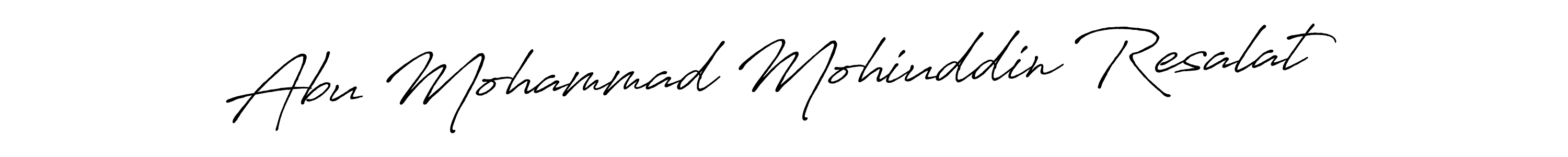 How to make Abu Mohammad Mohiuddin Resalat name signature. Use Antro_Vectra_Bolder style for creating short signs online. This is the latest handwritten sign. Abu Mohammad Mohiuddin Resalat signature style 7 images and pictures png