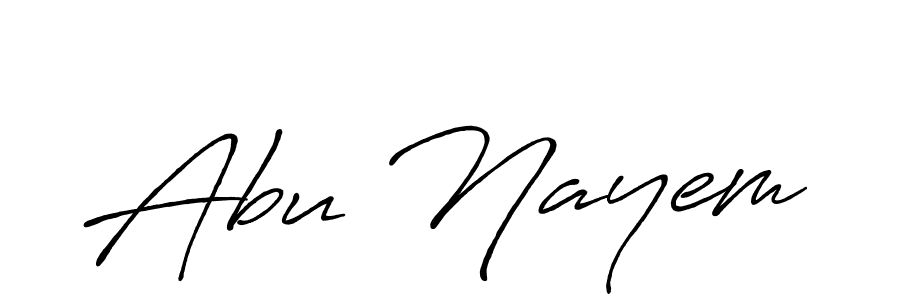 Make a beautiful signature design for name Abu Nayem. With this signature (Antro_Vectra_Bolder) style, you can create a handwritten signature for free. Abu Nayem signature style 7 images and pictures png