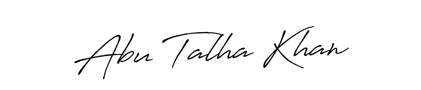 How to make Abu Talha Khan name signature. Use Antro_Vectra_Bolder style for creating short signs online. This is the latest handwritten sign. Abu Talha Khan signature style 7 images and pictures png