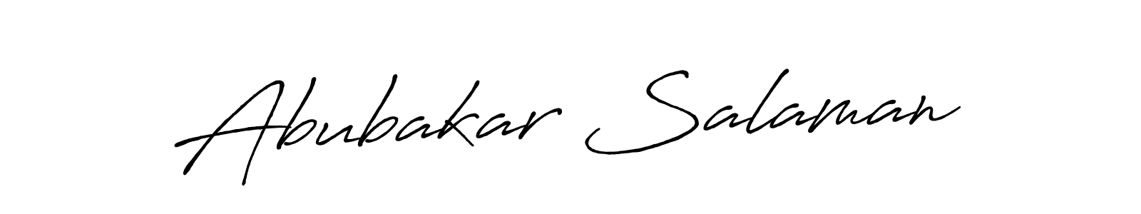 How to make Abubakar Salaman name signature. Use Antro_Vectra_Bolder style for creating short signs online. This is the latest handwritten sign. Abubakar Salaman signature style 7 images and pictures png