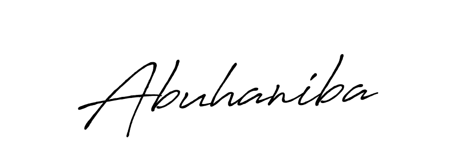 How to make Abuhaniba name signature. Use Antro_Vectra_Bolder style for creating short signs online. This is the latest handwritten sign. Abuhaniba signature style 7 images and pictures png