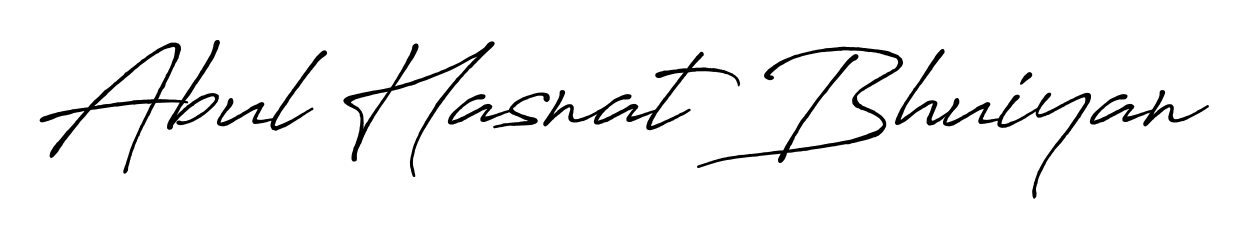 Give your name Abul Hasnat Bhuiyan an exquisite flair with the Antro_Vectra_Bolder script font. Ideal for contracts, resumes, and formal letterheads. Abul Hasnat Bhuiyan signature style 7 images and pictures png