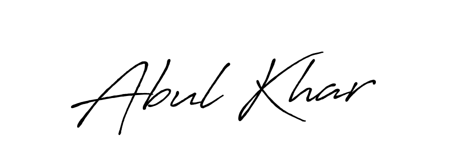 Also You can easily find your signature by using the search form. We will create Abul Khar name handwritten signature images for you free of cost using Antro_Vectra_Bolder sign style. Abul Khar signature style 7 images and pictures png