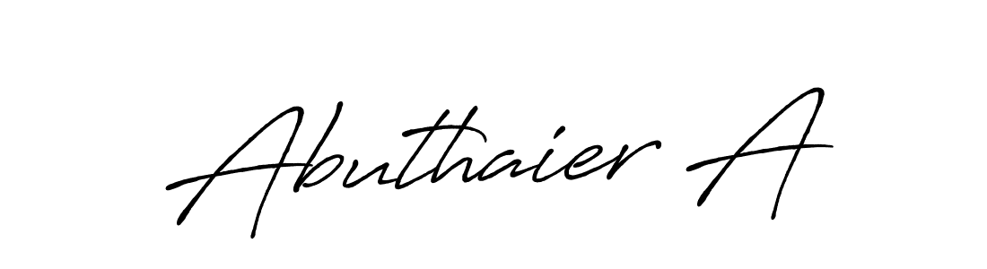 How to make Abuthaier A name signature. Use Antro_Vectra_Bolder style for creating short signs online. This is the latest handwritten sign. Abuthaier A signature style 7 images and pictures png