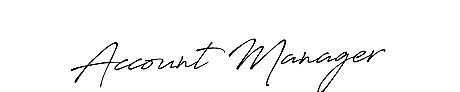 Account Manager stylish signature style. Best Handwritten Sign (Antro_Vectra_Bolder) for my name. Handwritten Signature Collection Ideas for my name Account Manager. Account Manager signature style 7 images and pictures png