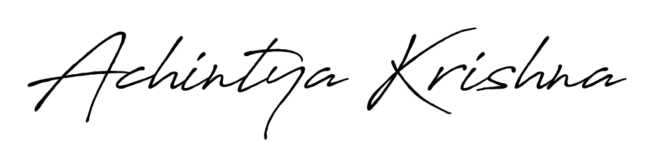 A timeless handwritten aesthetic for Achintya Krishna. The Antro_Vectra_Bolder font gives your signature a handcrafted feel with natural curves. Achintya Krishna signature style 7 images and pictures png
