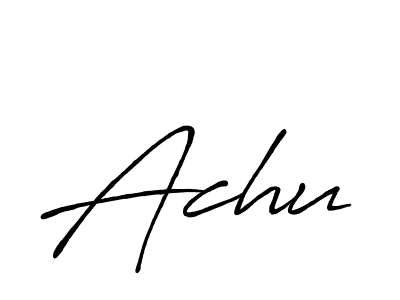 Use a signature maker to create a handwritten signature online. With this signature software, you can design (Antro_Vectra_Bolder) your own signature for name Achu. Achu signature style 7 images and pictures png