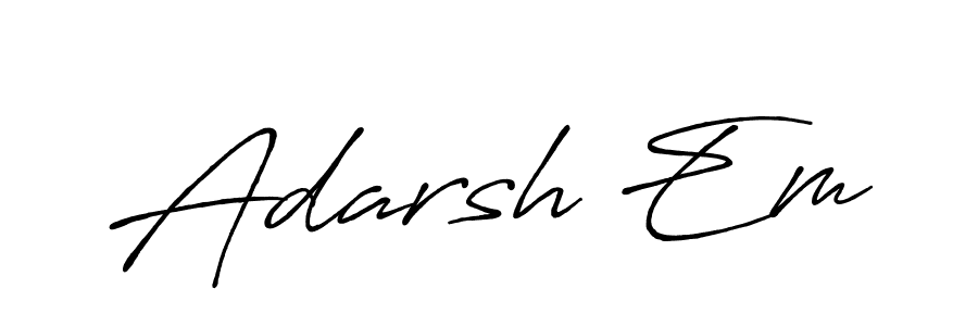 Use a signature maker to create a handwritten signature online. With this signature software, you can design (Antro_Vectra_Bolder) your own signature for name Adarsh Em. Adarsh Em signature style 7 images and pictures png