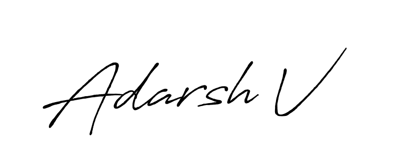 Also You can easily find your signature by using the search form. We will create Adarsh V name handwritten signature images for you free of cost using Antro_Vectra_Bolder sign style. Adarsh V signature style 7 images and pictures png