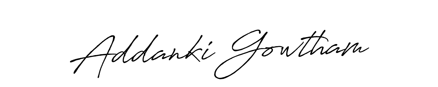 Make a beautiful signature design for name Addanki Gowtham. With this signature (Antro_Vectra_Bolder) style, you can create a handwritten signature for free. Addanki Gowtham signature style 7 images and pictures png
