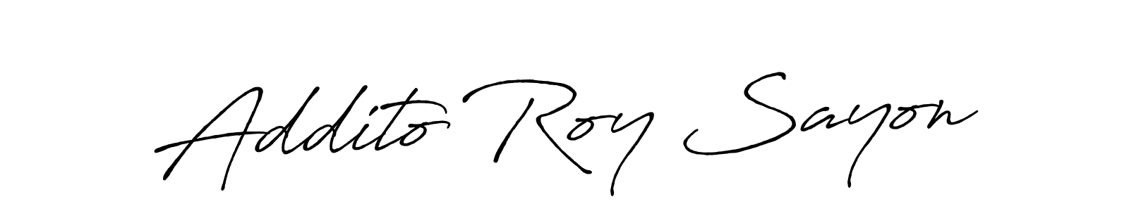 Use a signature maker to create a handwritten signature online. With this signature software, you can design (Antro_Vectra_Bolder) your own signature for name Addito Roy Sayon. Addito Roy Sayon signature style 7 images and pictures png
