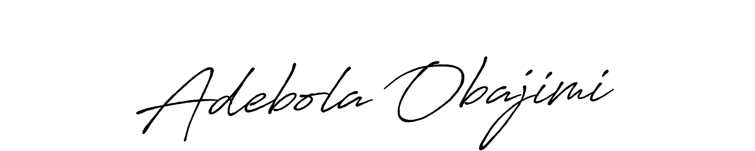 How to make Adebola Obajimi name signature. Use Antro_Vectra_Bolder style for creating short signs online. This is the latest handwritten sign. Adebola Obajimi signature style 7 images and pictures png