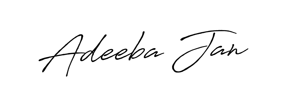 How to make Adeeba Jan name signature. Use Antro_Vectra_Bolder style for creating short signs online. This is the latest handwritten sign. Adeeba Jan signature style 7 images and pictures png