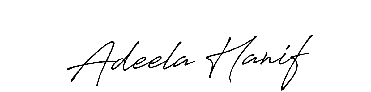 Make a beautiful signature design for name Adeela Hanif. With this signature (Antro_Vectra_Bolder) style, you can create a handwritten signature for free. Adeela Hanif signature style 7 images and pictures png