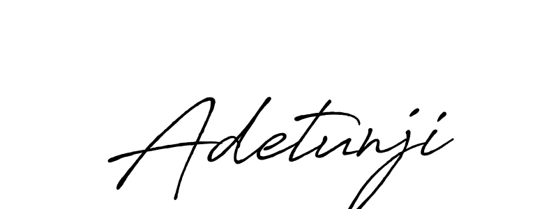 Use a signature maker to create a handwritten signature online. With this signature software, you can design (Antro_Vectra_Bolder) your own signature for name Adetunji. Adetunji signature style 7 images and pictures png