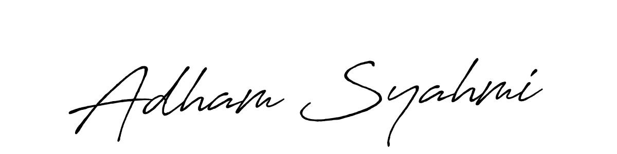 Use a signature maker to create a handwritten signature online. With this signature software, you can design (Antro_Vectra_Bolder) your own signature for name Adham Syahmi. Adham Syahmi signature style 7 images and pictures png
