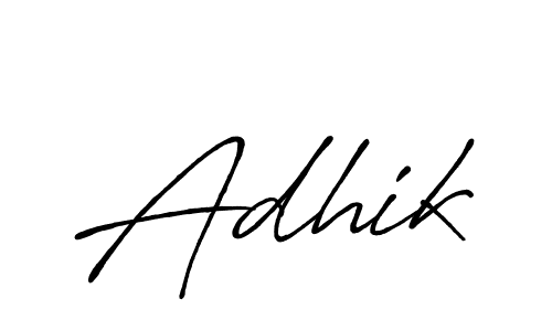 Make a beautiful signature design for name Adhik. With this signature (Antro_Vectra_Bolder) style, you can create a handwritten signature for free. Adhik signature style 7 images and pictures png