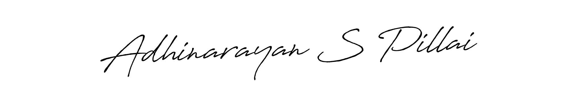 The best way (Antro_Vectra_Bolder) to make a short signature is to pick only two or three words in your name. The name Adhinarayan S Pillai include a total of six letters. For converting this name. Adhinarayan S Pillai signature style 7 images and pictures png