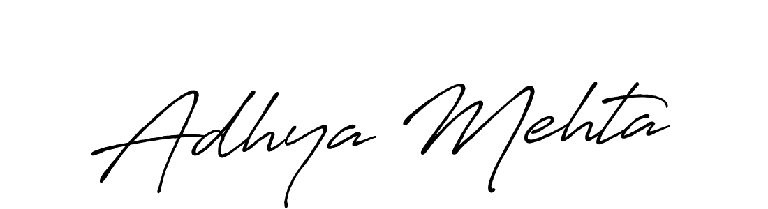Make a beautiful signature design for name Adhya Mehta. With this signature (Antro_Vectra_Bolder) style, you can create a handwritten signature for free. Adhya Mehta signature style 7 images and pictures png