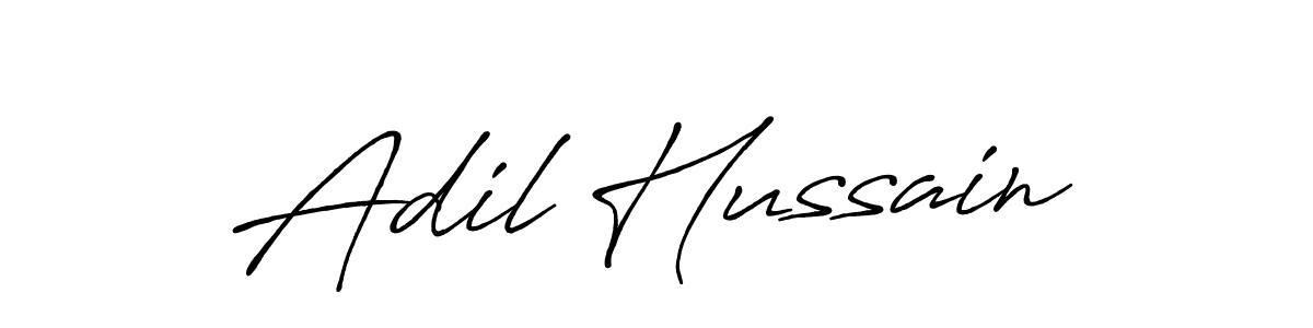 Make a beautiful signature design for name Adil Hussain. With this signature (Antro_Vectra_Bolder) style, you can create a handwritten signature for free. Adil Hussain signature style 7 images and pictures png