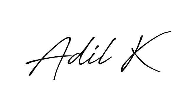 Make a beautiful signature design for name Adil K. With this signature (Antro_Vectra_Bolder) style, you can create a handwritten signature for free. Adil K signature style 7 images and pictures png