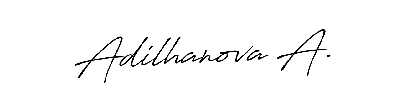The best way (Antro_Vectra_Bolder) to make a short signature is to pick only two or three words in your name. The name Adilhanova A. include a total of six letters. For converting this name. Adilhanova A. signature style 7 images and pictures png