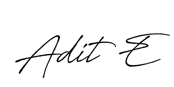 The best way (Antro_Vectra_Bolder) to make a short signature is to pick only two or three words in your name. The name Adit E include a total of six letters. For converting this name. Adit E signature style 7 images and pictures png