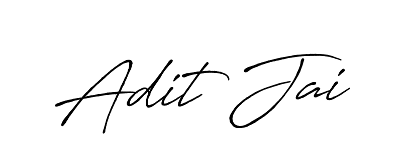 Use a signature maker to create a handwritten signature online. With this signature software, you can design (Antro_Vectra_Bolder) your own signature for name Adit Jai. Adit Jai signature style 7 images and pictures png