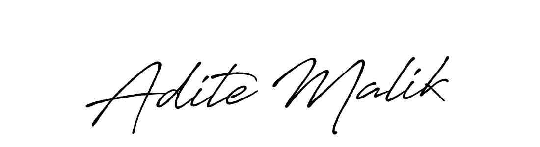 Use a signature maker to create a handwritten signature online. With this signature software, you can design (Antro_Vectra_Bolder) your own signature for name Adite Malik. Adite Malik signature style 7 images and pictures png