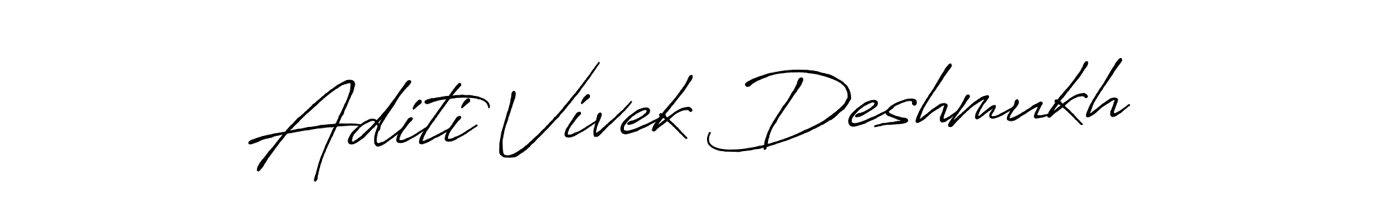 How to make Aditi Vivek Deshmukh name signature. Use Antro_Vectra_Bolder style for creating short signs online. This is the latest handwritten sign. Aditi Vivek Deshmukh signature style 7 images and pictures png