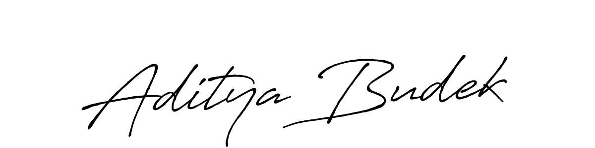 Make a beautiful signature design for name Aditya Budek. With this signature (Antro_Vectra_Bolder) style, you can create a handwritten signature for free. Aditya Budek signature style 7 images and pictures png