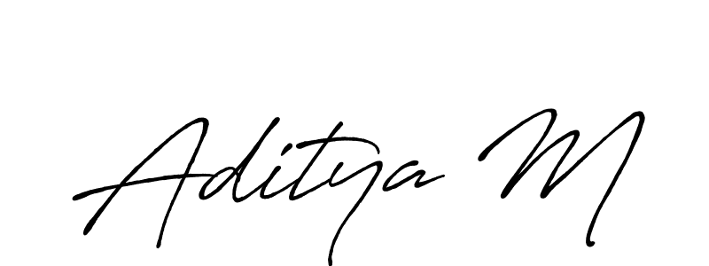 Make a beautiful signature design for name Aditya M. With this signature (Antro_Vectra_Bolder) style, you can create a handwritten signature for free. Aditya M signature style 7 images and pictures png