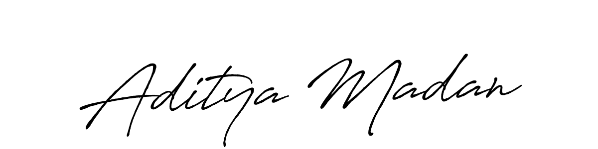 Make a beautiful signature design for name Aditya Madan. With this signature (Antro_Vectra_Bolder) style, you can create a handwritten signature for free. Aditya Madan signature style 7 images and pictures png