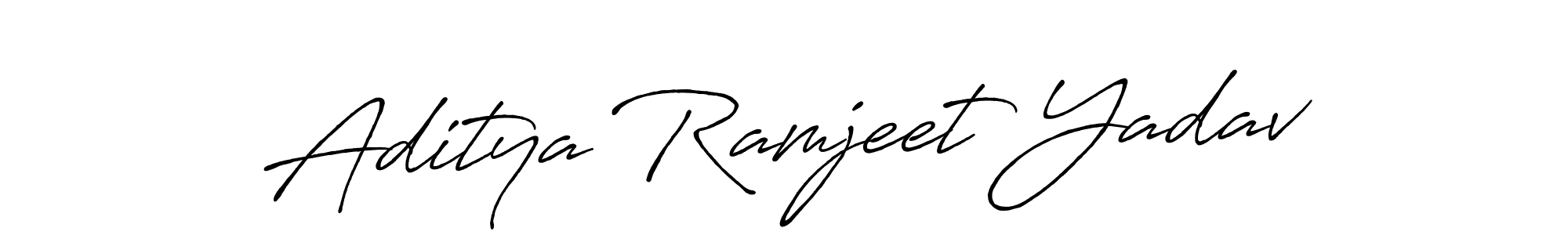 How to make Aditya Ramjeet Yadav name signature. Use Antro_Vectra_Bolder style for creating short signs online. This is the latest handwritten sign. Aditya Ramjeet Yadav signature style 7 images and pictures png