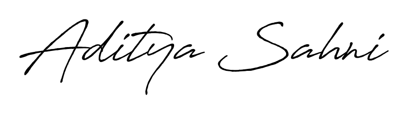 Get an exclusive digital autograph for Aditya Sahni. The Antro_Vectra_Bolder typeface captures the charm of real penmanship on paper. Aditya Sahni signature style 7 images and pictures png