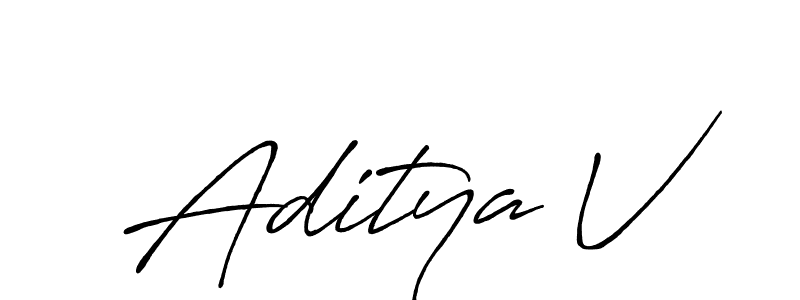 How to make Aditya V name signature. Use Antro_Vectra_Bolder style for creating short signs online. This is the latest handwritten sign. Aditya V signature style 7 images and pictures png