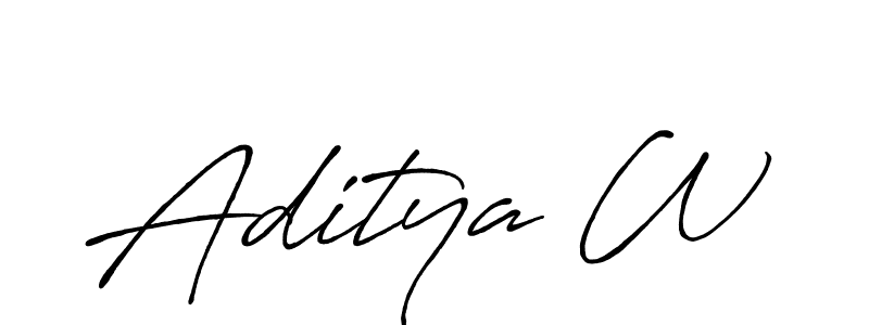 How to make Aditya W name signature. Use Antro_Vectra_Bolder style for creating short signs online. This is the latest handwritten sign. Aditya W signature style 7 images and pictures png